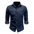 thumbnail image 4 of hotojiny Mens Corduroy Button down Shirts Shacket Vintage Textured Long Sleeve Jacket Lightweight Work Shirts with Pockets, 4 of 7