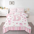 thumbnail image 2 of Erosebridal Ensembles de Literie Lettre Initiale D Simple avec Couette, Insert de Couette Monogrammé, Déco Nœud Kawaii, Réversible 2 Pcs, 2 of 8