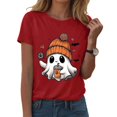 thumbnail image 1 of T-shirt Graphique à Manches Courtes d'Halloween pour Femmes Col Rond Décontracté pour Tenue de Fête d'Été avec Jeans, 1 of 1