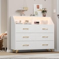 thumbnail image 3 of Commode Moderne à 6 Tiroirs avec Station de Recharge et Lumières DEL RVB – Petite Commode en Bois avec Tablette pour Chambre, Nursery Ou Appartement, 3 of 7
