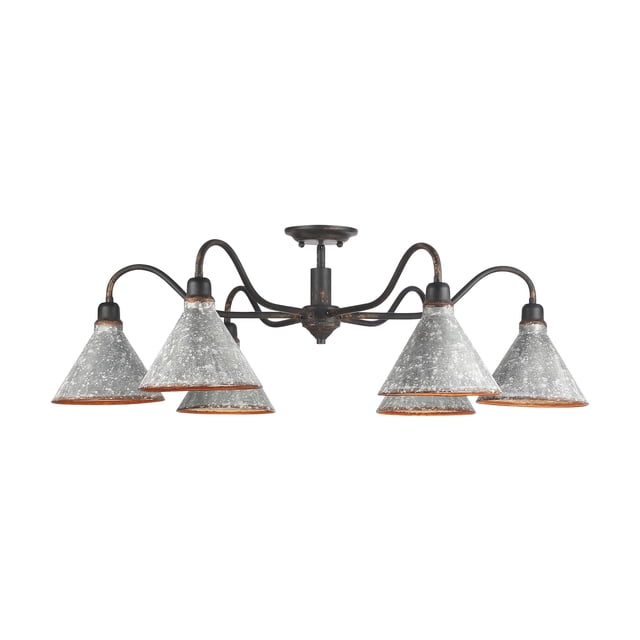 Golden Lighting 0877-6Sf Jasper 6 Light 38" Wide Semi-Flush Ceiling Fixture - Antique