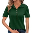 thumbnail image 1 of Besolor Womens Short Sleeve T Shirts Business Casual Collared Button up Tops Summer Office Work Blouses Tees, 1 of 7