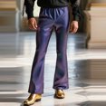 thumbnail image 4 of Men Solid Casual Slack And Tight Waist Stage Performance Sequined Pants Nightclub Style Flared Pants, 4 of 9