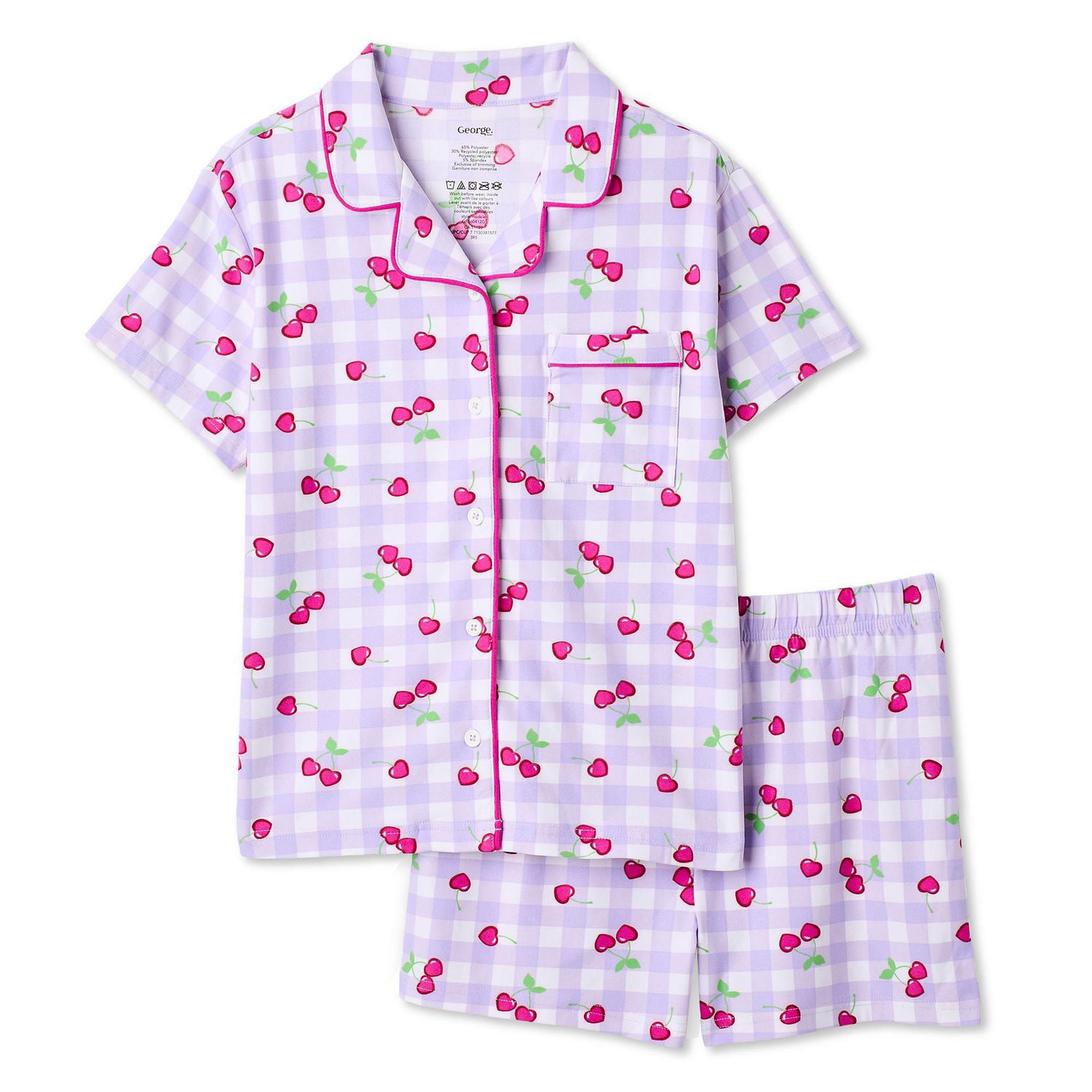 George Girls' Two Piece Lush Knit Pajama Set