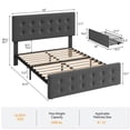 thumbnail image 2 of Bed Frame with 4 Storage Drawers and Adjustable Headboard, Upholstered Mattress Foundation with Skin-Frienly Linen, No Box Spring Neede, 2 of 9