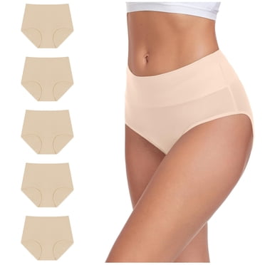 Lovzfmll 5 Pack Women's Underwear High Waist Plus Size Panties, Cotton Comfort Briefs, Everyday Wear Underware with Soft Elastic Waistband