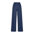 thumbnail image 4 of Sentmoon Straight Leg Sweatpants Plus Size Drawstring Elastic Waist Dance Pants with Pockets Loose Wide Leg Solid Color Breathable Women's Activewear Fall Fashion for Relaxing at Home L, 4 of 6