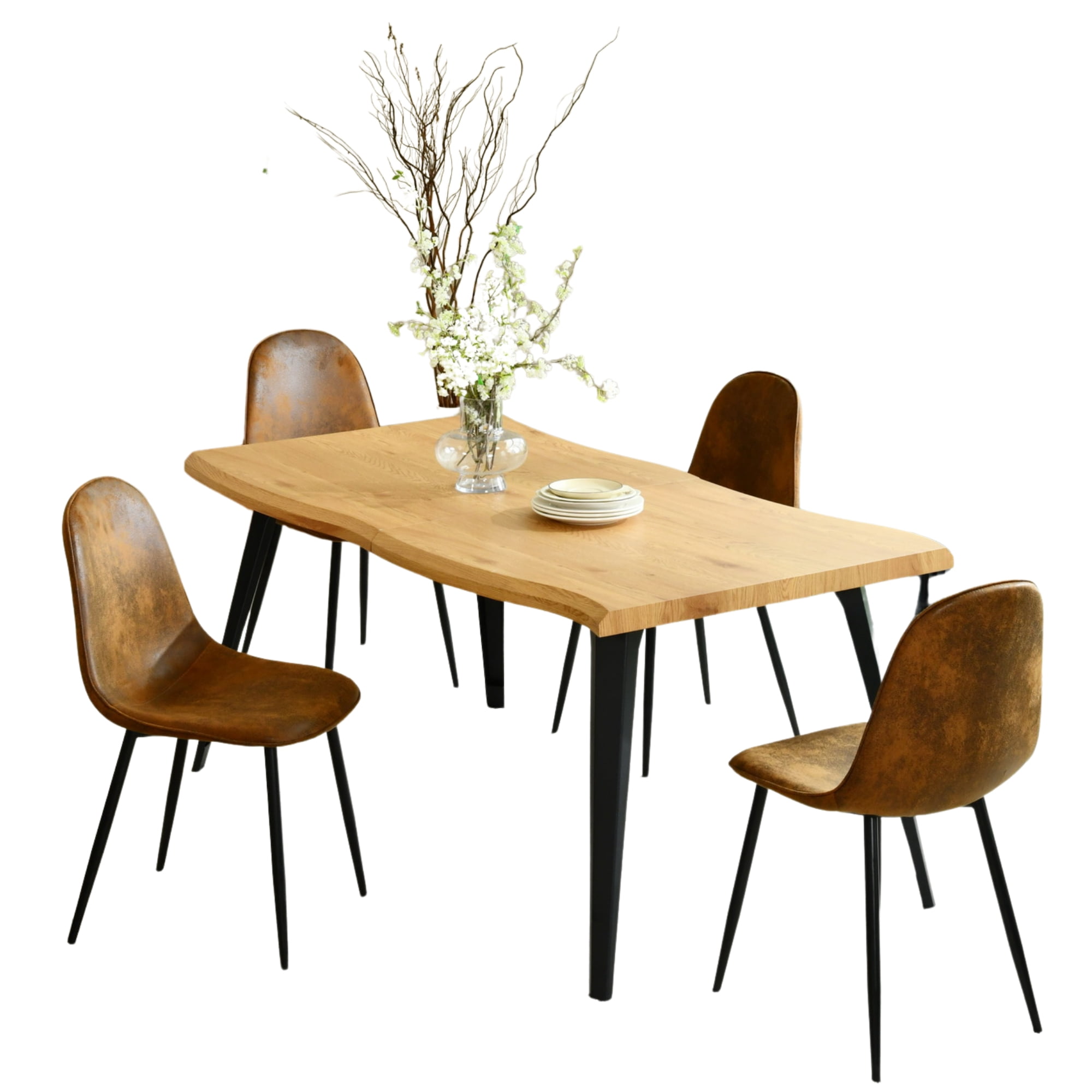 Ensemble de salle à manger rectangulaire moderne 5 pièces Homy Casa, table en faux bois avec 4 chaises rembourrées