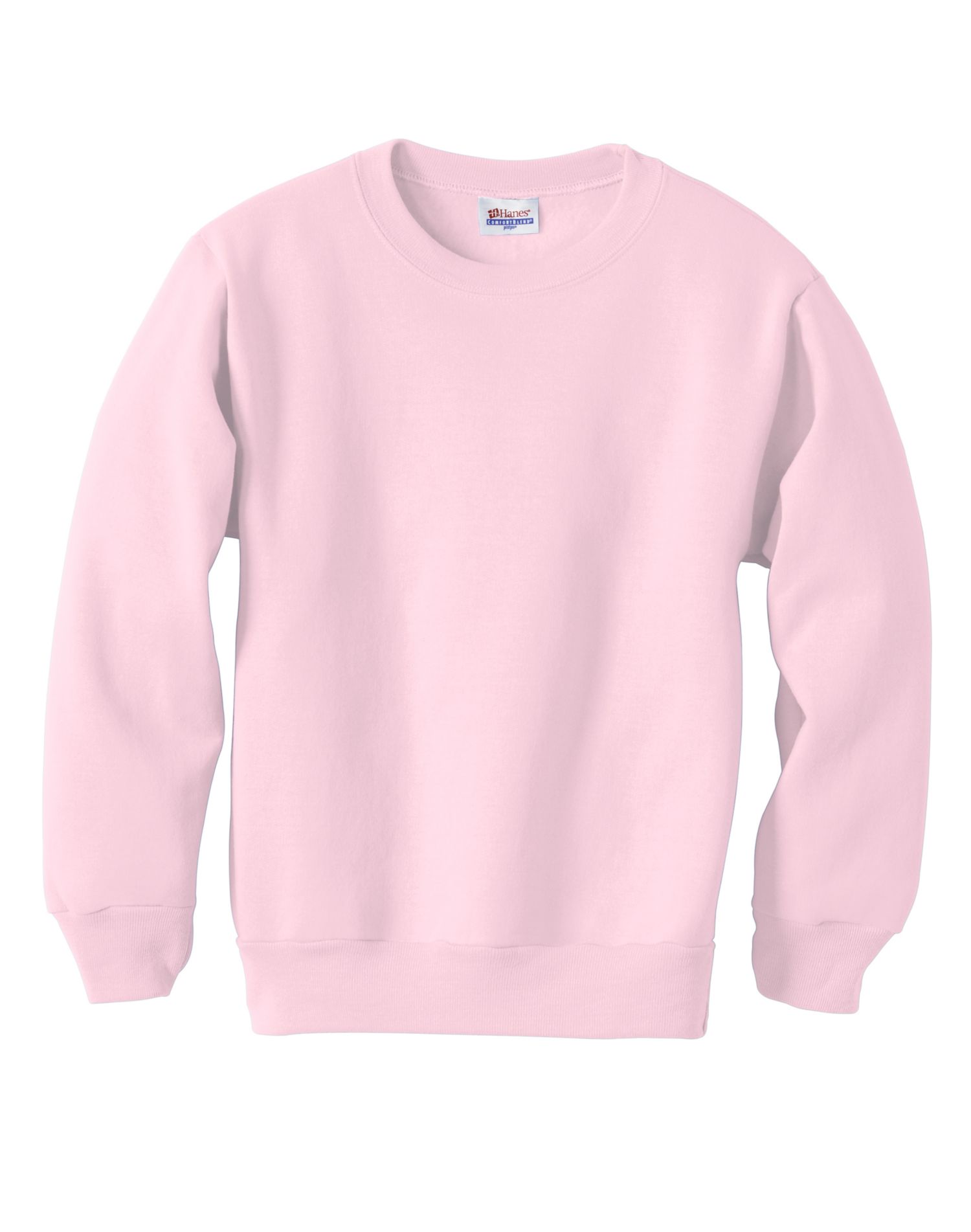 Hanes ComfortBlend EcoSmart Boy`s Crewneck Sweatshirt, M, Pale Pink