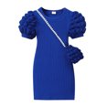 thumbnail image 2 of RXIRUCGD Robe Sac à Bulles Légère à Manches Courtes à Col Rond de Couleur Unie pour Petites et Moyennes Filles ( Bleu, Taille : 6 Ans ), 2 of 6