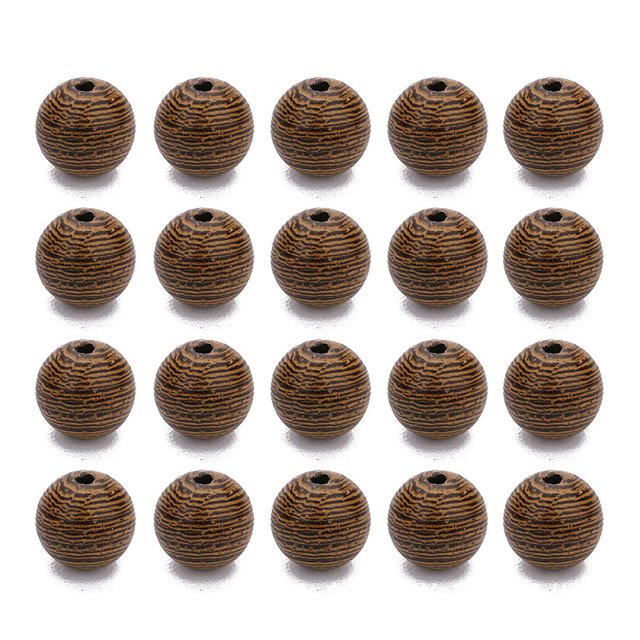 facefd Perles en Bois Naturel Rond Bijoux Accessoires Pas de Bavure Pas de Forme Étrange Perles Lâches avec Trou Rétro Collier de Mode Faisant Pack 12mm Trou 1.5mm 50Pieces
