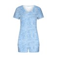 thumbnail image 3 of Birdeem Ensemble 2 Pcs pour Femmes, Col en V, Manches Courtes, Pyjama d'Intérieur Confortable, Ensemble de Sport, 3 of 4