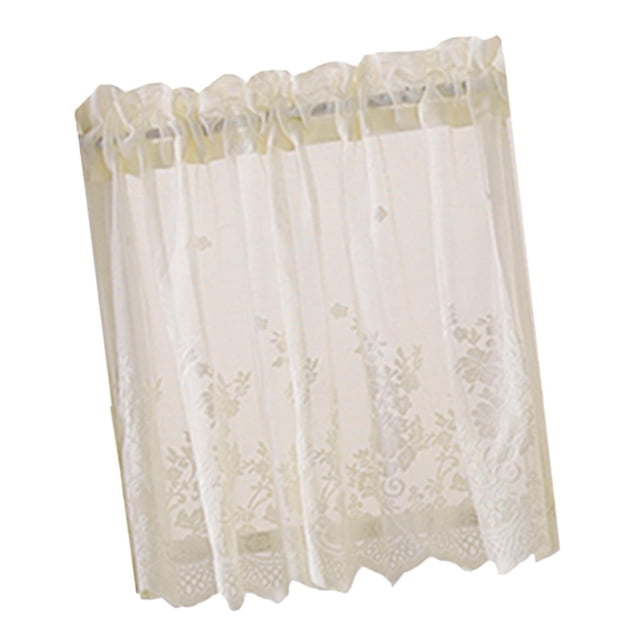 GROWTH TANK Embroidered Tier Voile Valance Window Curtains Home Decor - White, as described Creamy