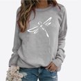 thumbnail image 2 of Penkiiy Blouses pour Femmes Hauts pour Femmes Automne Manches Longues Chandail Ample à Enfiler Chemise Décontractée Dames Imprimé Poitrine Col Rond Chandails Gris Vêtements Y2K, 2 of 8