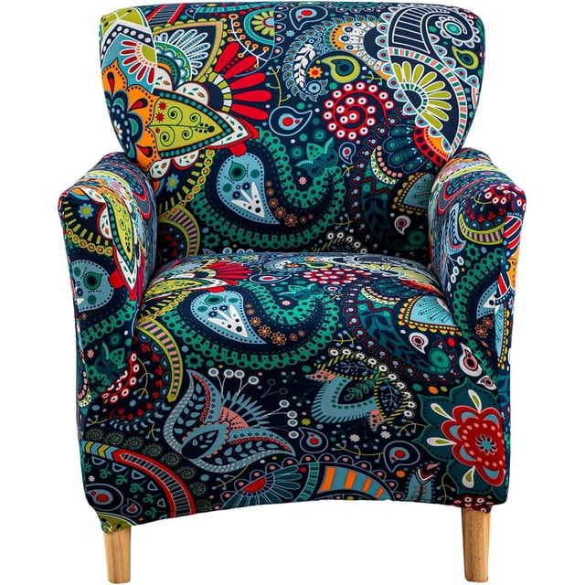 Housses de Chaise Extensibles avec Accoudoirs, Housse de Chaise d'Appoint Imprimée, Fauteuil Fleur, Housses de Fauteuil de Banquet Douces, Housses de Chaise Lavables pour Salon, Bureau, Réception, Lecture, Sofa
