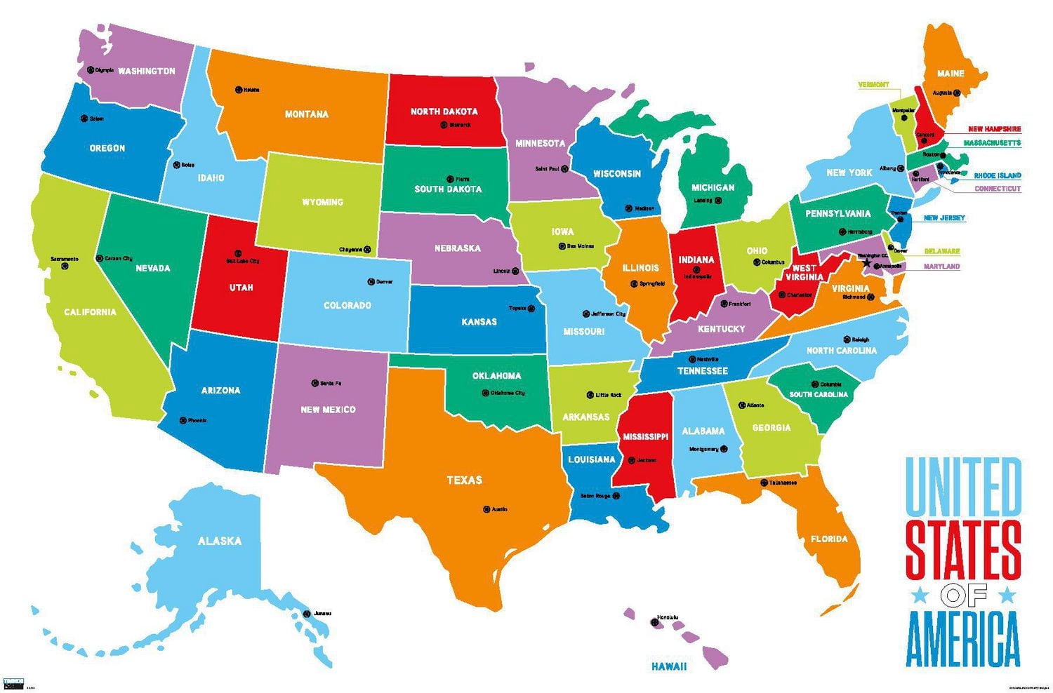 Map - United States Of America 2022 Wall Poster, 22.375" x 34"