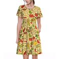 thumbnail image 1 of Vsdgher Fruits et Légumes pour Femmes Été 2025 Décontracté Robes Midi Maxi Légères Manches Courtes Col Rond Robe de Plage, 1 of 6