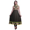 thumbnail image 1 of Bimba Robe Anarkali à Col Mandarin pour Femmes, Gris Foncé, Imprimé Aquarelle, Ethnique Indienne, Kurta, XXX-Large, 1 of 6