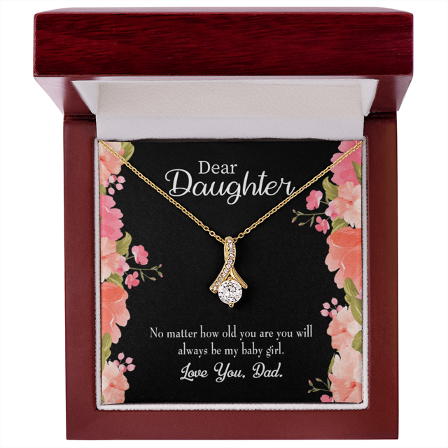 To My Daughter Dad's Baby Girl Alluring Ribbon Necklace Message Card