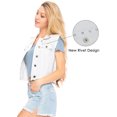 thumbnail image 3 of Womens Distressed Denim Button Up Sleeveless Crop Vest, Off-White, Medium, 3 of 5