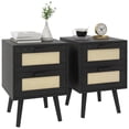 thumbnail image 1 of HOMCOM Ensemble de 2 Tables de Nuit au Design Bohème avec 2 Tiroirs pour Salon, 1 of 10