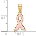 thumbnail image 2 of 14K Or Jaune Petit Ruban de Sensibilisation Émaillé Pendentif, 2 of 2