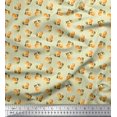 thumbnail image 1 of Soimoi Yellow Rayon Fabric Stripe & Orange Fruits Decor Fabric Printed Yard 42 Inch Wide, 1 of 6