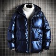 thumbnail image 1 of EGNMCR Jackets for Men Shiny Hooded Reflective Down Jacket Cotton Jacket, 1 of 5