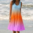 thumbnail image 2 of AherBiu Robe de Plage Grande Taille pour Femmes, Robe d'Été à Dégradé de Couleurs, Froncée, à Volants, Fluide, Midi, Style Camisole, 2 of 5