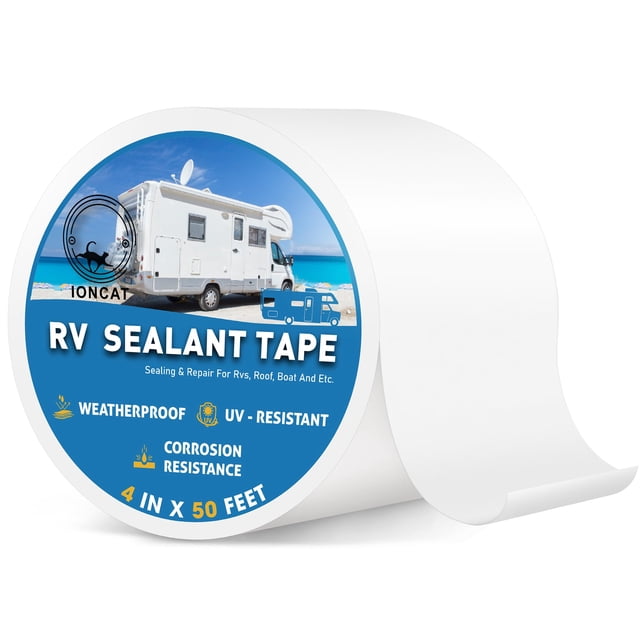 IONCAT Ruban d'Étanchéité pour Toit de VR, Ruban de Réparation pour VR 4 Pouces X 50 Pieds pour Roulotte, Remorque, Bateau, Fuites de Joint, Réparation de Toit, Résistant aux UV