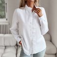 thumbnail image 4 of Pisexur Women's Chiffon Ruffle Blouse Solid Color Long Sleeve Button Down Elegant Collar Neck Shirts Tops, 4 of 8