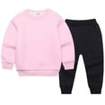 thumbnail image 1 of Girls Spring Outfits Active 2 Piece Sweatshirt Sweatpants Basic Solid Jogger Pants Toddler Boy Clothes Black 3-4 Years, 1 of 3