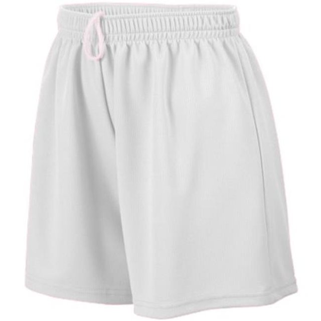961A Girls Wicking Mesh Short, White - Medium