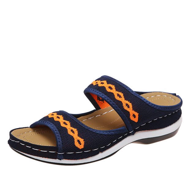 CEHVOM Chaussures pour Femmes Tricot Crochet Fleur Confortable Talon Compensé Sandales