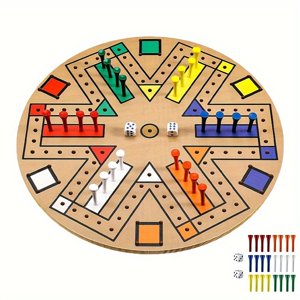 LOVEVER Jeux de société en bois 3-6 joueurs Jeu de société avec 24 Pièces de jeu de société Et 2 Dies 6 Couleurs pour adulte / famille de jeu nuit à l'intérieur / extérieur pour la fête cadeau de Noël / Deco