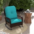 thumbnail image 2 of Outsunny Fauteuil à Bascule en Rotin avec Coussin Moelleux pour Jardin, Turquoise, 2 of 10