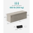 thumbnail image 4 of SONGMICS Storage Ottoman Bench, Foldable Ottoman Foot Rest, 38 x 110 x 38 cm, Foot Bench, Storage Chest, Load up to 660 lb, for Living Room, Sleepingroom, Entryway, Cream White, 4 of 7