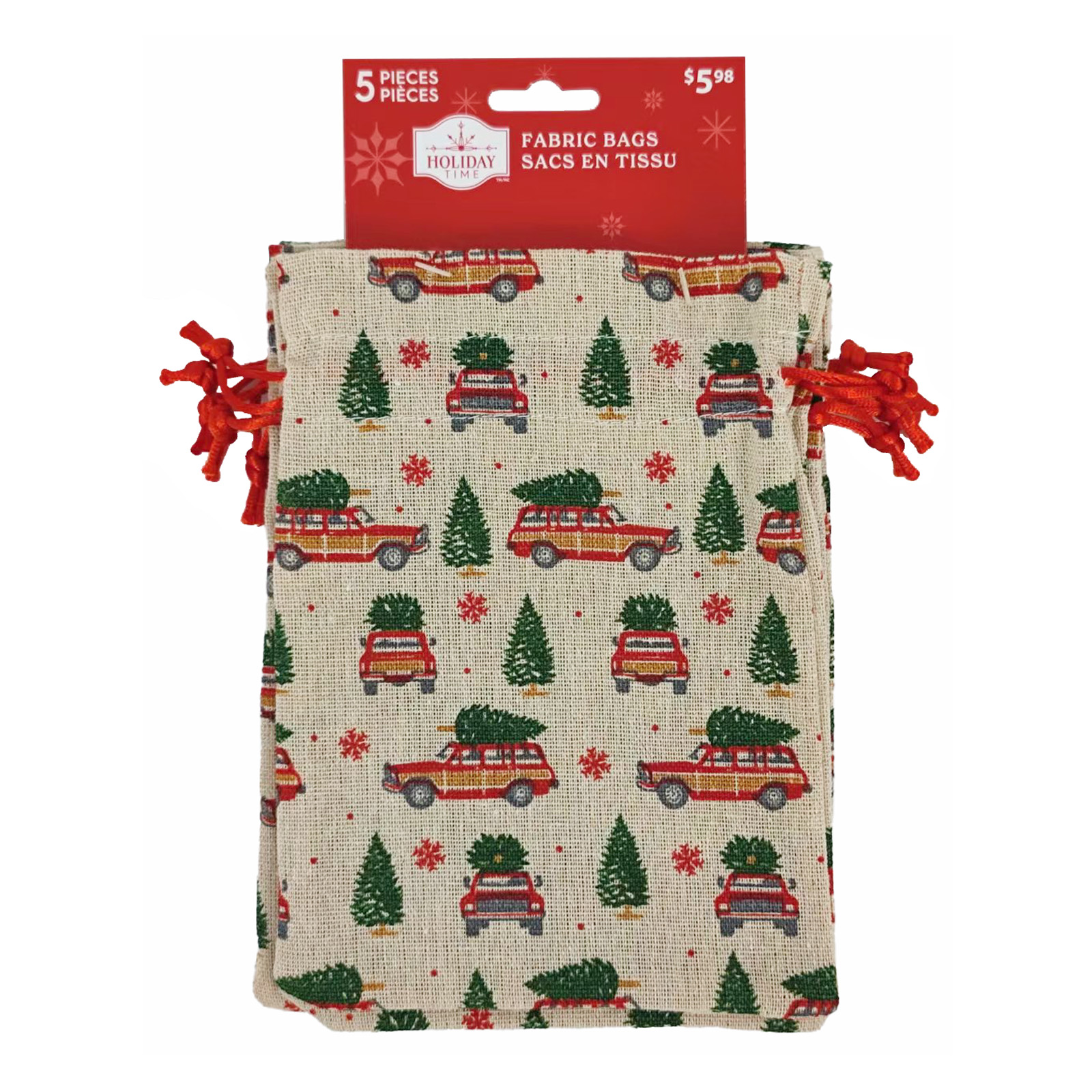 Holiday Time 5 Count Truck Christmas Gift Bags