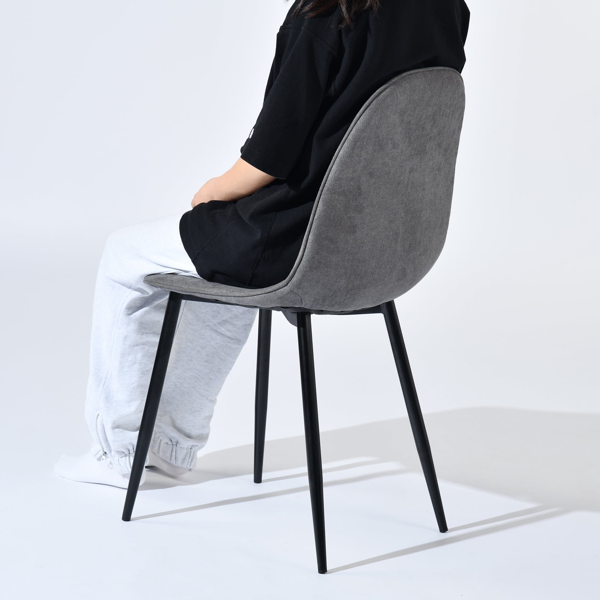 Homy Casa Lot de 4 chaises de salle à manger modernes avec pieds en métal et sièges rembourrés pour cuisine/café, tissu gris