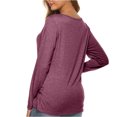 thumbnail image 4 of Hauts à Manches Longues pour Femmes Décontracté Couleur Unie Col Rond Pull Manches Longues Irrégulier Blouse Hauts pour Femmes Manches 3/4 Hauts Décontractés pour Femmes Hauts Femmes Manches Longues, 4 of 6