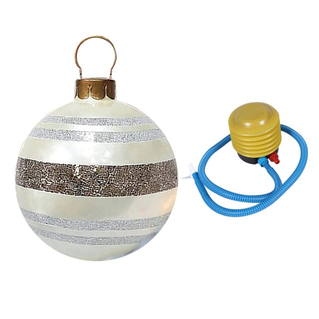 Boule Gonflable de Noël Décorations de Noël PVC Décoration Extérieure Rayures de Noël