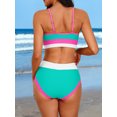 thumbnail image 4 of Scoop Neck Bikini Sets for Womens Adjustable Straps Bathing Suit High Waisted Two Piece Swimsuit, 4 of 7