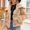 thumbnail image 2 of Hvobtty Veste en Molleton Décontractée à Manches Longues pour Femme, Manteau Chaud en Fausse Fourrure pour Femmes Dames Hiver Uni à Col Rabattu, 2 of 4