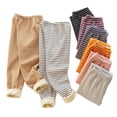 thumbnail image 4 of MIASHUI Leggings pour Filles Enfants Doux Chauds Extensibles Pantalon Pleine Longueur à Rayures Collants à Enfiler, Brun, 10-11 Ans, 4 of 4