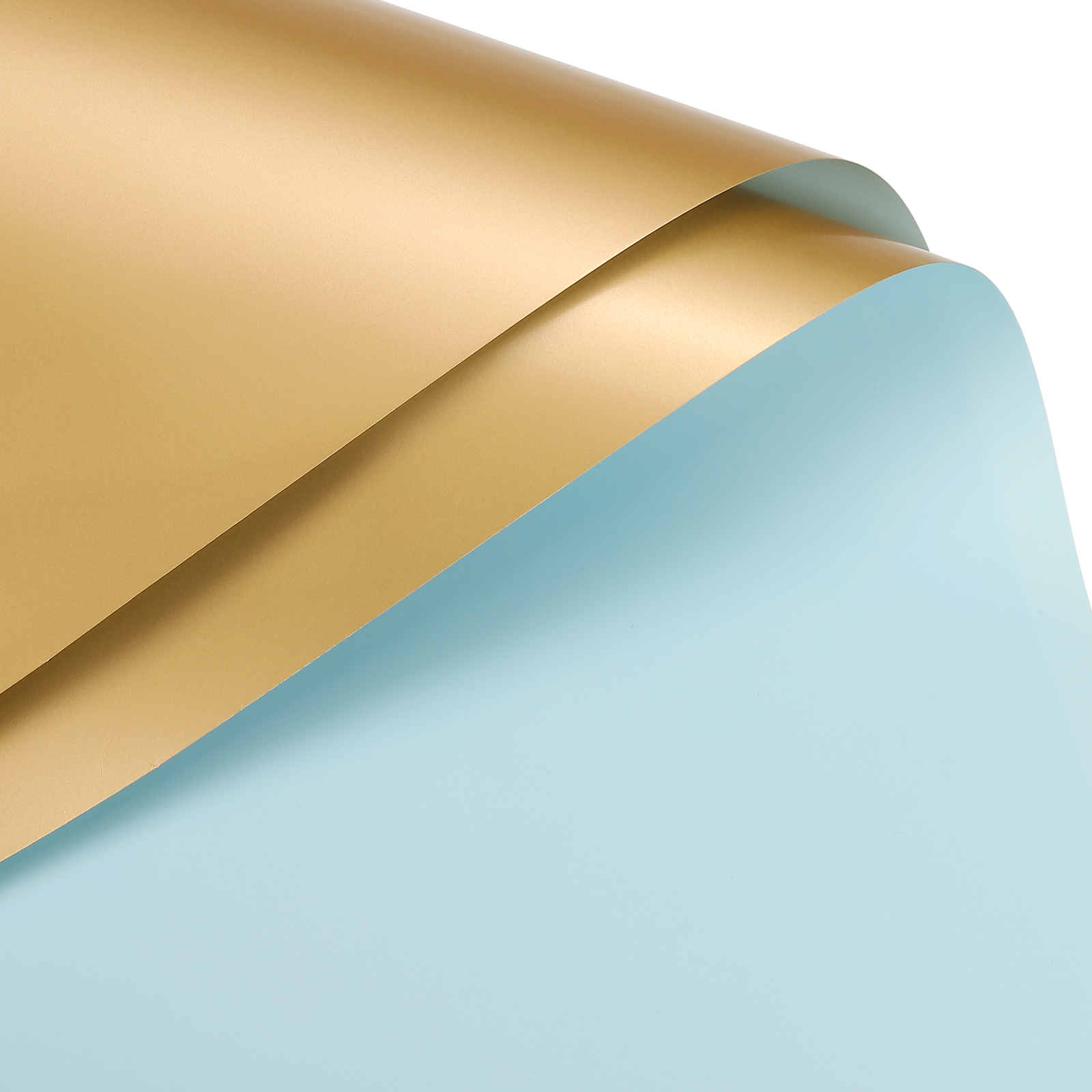Unique Bargains Double Sided Color Flower Wrapping Paper Light Blue+Gold 22.8'x22.8' Waterproof 10 Pack
