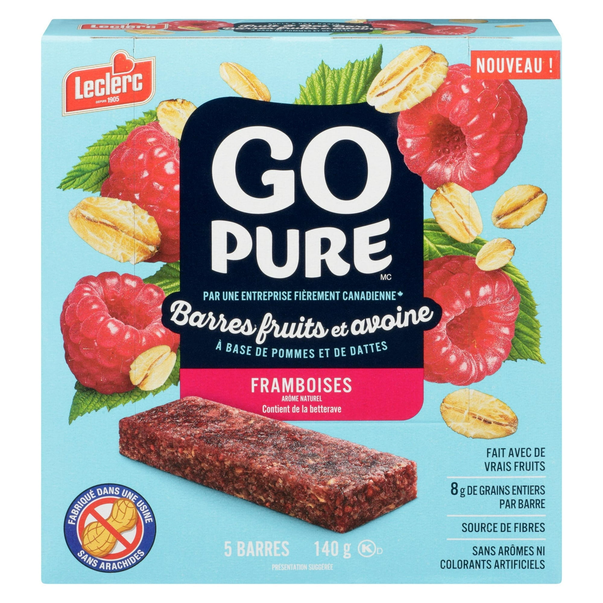 Go Pure Barres aux Fruits et à l'Avoine à la Framboise