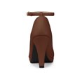 thumbnail image 2 of BLISSFUL STEP Chaussures pour Femmes Bout Rond Talon Aiguille Bride à la Cheville Escarpins Brun Foncé 9.5, 2 of 7