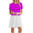 thumbnail image 1 of Robe Décontractée pour Femmes à Blocs de Couleur Imprimée à Manches Courtes et à Col Rond, 1 of 5