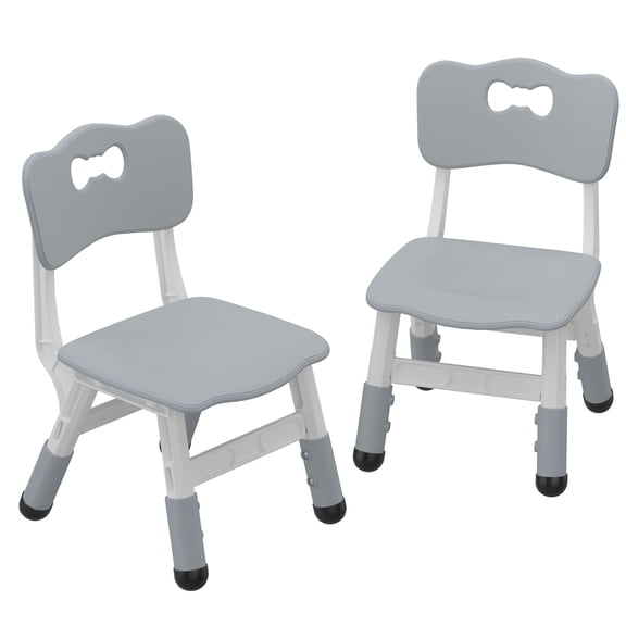 YUSAZENS Lot de 2 Chaises en Plastique à Hauteur Réglable - Antidérapantes, Repose-Pieds Stable, Résistantes aux Intempéries, Légères, Chaises Latérales - Chaises Polyvalentes pour Intérieur et Extérieur, Usage Domestique - Gris Foncé