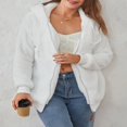 thumbnail image 2 of Womens Full Zip Up Sherpa Hoodie Fuzzy Fleece Jacket Oversized Fluffy Coat with Pockets, 2 of 9